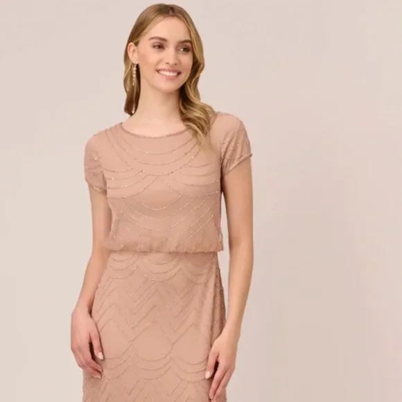 gold blouson dress Adrianna Papell AP1E200215 main image 0